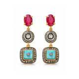 Mitali Firoza Turquoise And Ruby Diamond Earrings