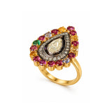 Neerja Multi Sapphire Polki Diamond Ring