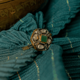 Chatuskona Emerald Setting & Diamond Polki Ring