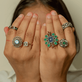 Chatuskona Emerald Setting & Diamond Polki Ring