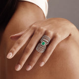 Zumurrud Carved Emerald & Diamond Statement Ring