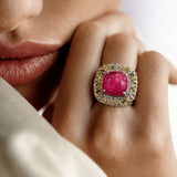 Manikya Ratnarekha Multitourmaline Ruby Centrepiece & Diamond Statement Ring