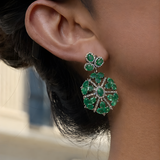 Midori Emerald And Diamond Statement Dangler Earrings