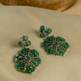 Midori Emerald And Diamond Statement Dangler Earrings