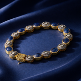 Azure Blue Sapphire And Polki Diamond Link Bracelet