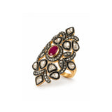 Padmini Tribhanga Statement Ruby-Diamond Ring