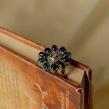 Phulkari Floral Blue Statement Ring