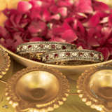 Noor Polki Diamond & Ruby Bangle Set