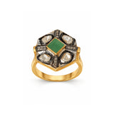 Chatuskona Emerald Setting & Diamond Polki Ring