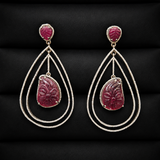 Yajnaseni Hand Carved Ruby Earrings
