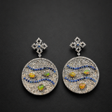 Pamukkale Ethiopian Opal Sapphire Diamond Earrings