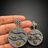 Pamukkale Ethiopian Opal Sapphire Diamond Earrings