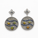 Pamukkale Ethiopian Opal Sapphire Diamond Earrings