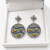 Pamukkale Ethiopian Opal Sapphire Diamond Earrings