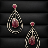 Yajnaseni Hand Carved Ruby Earrings