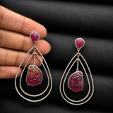 Yajnaseni Hand Carved Ruby Earrings