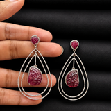 Yajnaseni Hand Carved Ruby Earrings