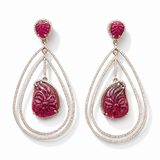 Yajnaseni Hand Carved Ruby Earrings