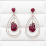 Yajnaseni Hand Carved Ruby Earrings
