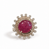 Arkamani Handmade Red Tourmaline & Diamond Vintage Ring