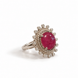 Arkamani Handmade Red Tourmaline & Diamond Vintage Ring