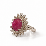 Arkamani Handmade Red Tourmaline & Diamond Vintage Ring