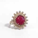 Arkamani Handmade Red Tourmaline & Diamond Vintage Ring