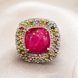 Manikya Ratnarekha Multitourmaline Ruby Centrepiece & Diamond Statement Ring