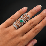 Zumurrud Carved Emerald & Diamond Statement Ring