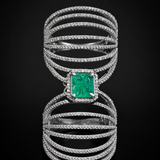 Zumurrud Carved Emerald & Diamond Statement Ring