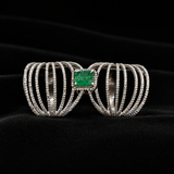 Zumurrud Carved Emerald & Diamond Statement Ring