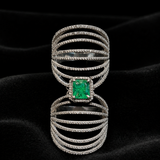 Zumurrud Carved Emerald & Diamond Statement Ring
