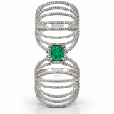 Zumurrud Carved Emerald & Diamond Statement Ring