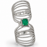 Zumurrud Carved Emerald & Diamond Statement Ring