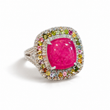 Manikya Ratnarekha Multitourmaline Ruby Centrepiece & Diamond Statement Ring