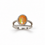 Chaar Chaand Oval Cut Opal Centerpiece Diamond Ring