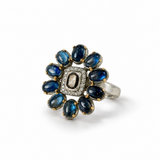 Phulkari Floral Blue Kyanite Statement Ring