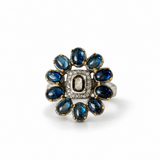 Phulkari Floral Blue Kyanite Statement Ring