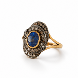 Chaubaagh Tanzanite Diamond Statement Halo Ring