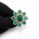 Panna Verdant Emerald & Diamond Flower Ring