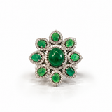 Panna Verdant Emerald & Diamond Flower Ring
