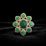Panna Verdant Emerald & Diamond Flower Ring