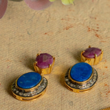Firdaus Artisan Ruby And Lapis Diamond Drop Earrings