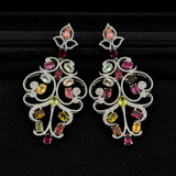 Gulzar Multi Tourmaline Diamond Cocktail Earrings