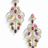 Gulzar Multi Tourmaline Diamond Cocktail Earrings
