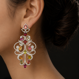 Gulzar Multi Tourmaline Diamond Cocktail Earrings