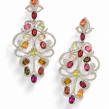 Gulzar Multi Tourmaline Diamond Cocktail Earrings