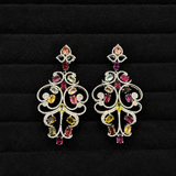 Gulzar Multi Tourmaline Diamond Cocktail Earrings
