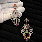 Gulzar Multi Tourmaline Diamond Cocktail Earrings