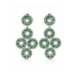 Mastani Begum Emerald Setting With Diamond Halo Dangler Earrings